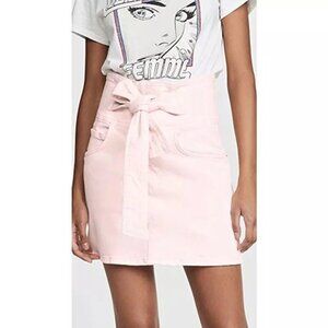 Rebecca Minkoff Skirt Light Pink Fade Denim Mini Paperbag High Waisted